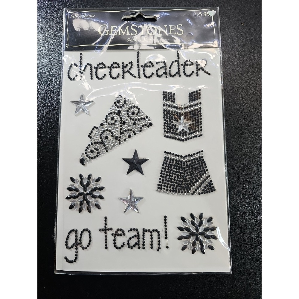 Gemstone The Paper Studio Cheerleading SticKers Silver Black Cheer #1 Go Team